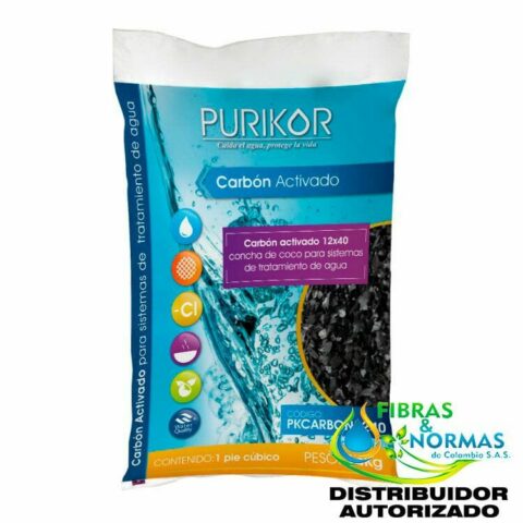 CARBÓN ACTIVADO CONCHA DE COCO EN PRESENTACIÓN DE 14 KG MARCA PURIKOR PARA SISTEMAS DE TRATAMIENTO DE AGUA