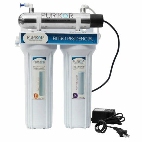 SISTEMA DE FILTRACIÓN BÁSICA PKF-3UV DE 3 ETAPAS CON LUZ UV Y FILTRACIÓN DE 5 MICRAS PARA FLUJO DE 0.5 GPM
