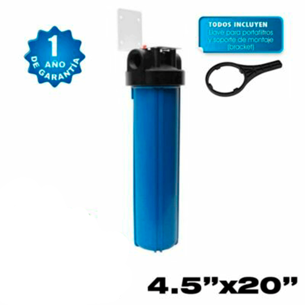 PORTAFILTRO PARA CARTUCHO DE 4.5 X 20" MARCA PURIKOR CON CONEXIONES DE 1.5" HEMBRA