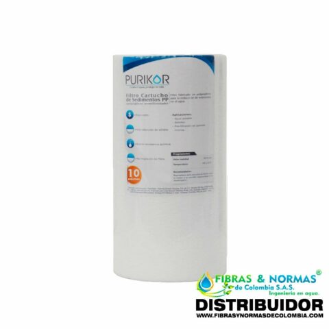 FILTRO CARTUCHO DE POLIPROPILENO TERMOFUSIONADO MARCA PURIKOR DE 4.5" X 10" PARA FILTRADO DE 10 MICRAS