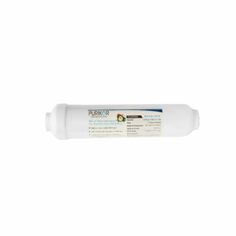 FILTRO CARTUCHO DE CARBÓN ACTIVADO GRANULAR EN LÍNEA MARCA PURIKOR CON DIMENSIONES DE 2.5" X 10"