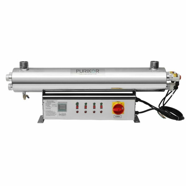 SISTEMA DE DESINFECCIÓN PARA 60 GPM SERIE PLATINUM MARCA PURIKOR CON 3 LUZ UV DE 75 WATTS EN 120/240 VOLTS