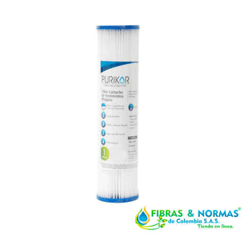 FILTRO CARTUCHO PLEGABLE DE POLIPROPILENO MARCA PURIKOR CON DIMENSIONES DE 2.5" X 10" PARA FILTRADO DE 1 MICRA
