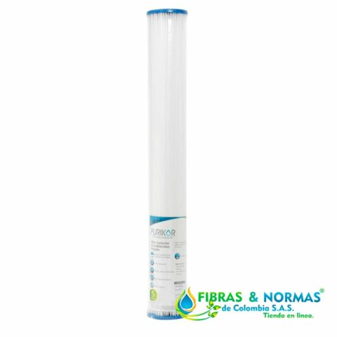 FILTRO CARTUCHO PLEGABLE DE POLIPROPILENO MARCA PURIKOR CON DIMENSIONES DE 2.5" X 20" PARA FILTRADO DE 5 MICRAS