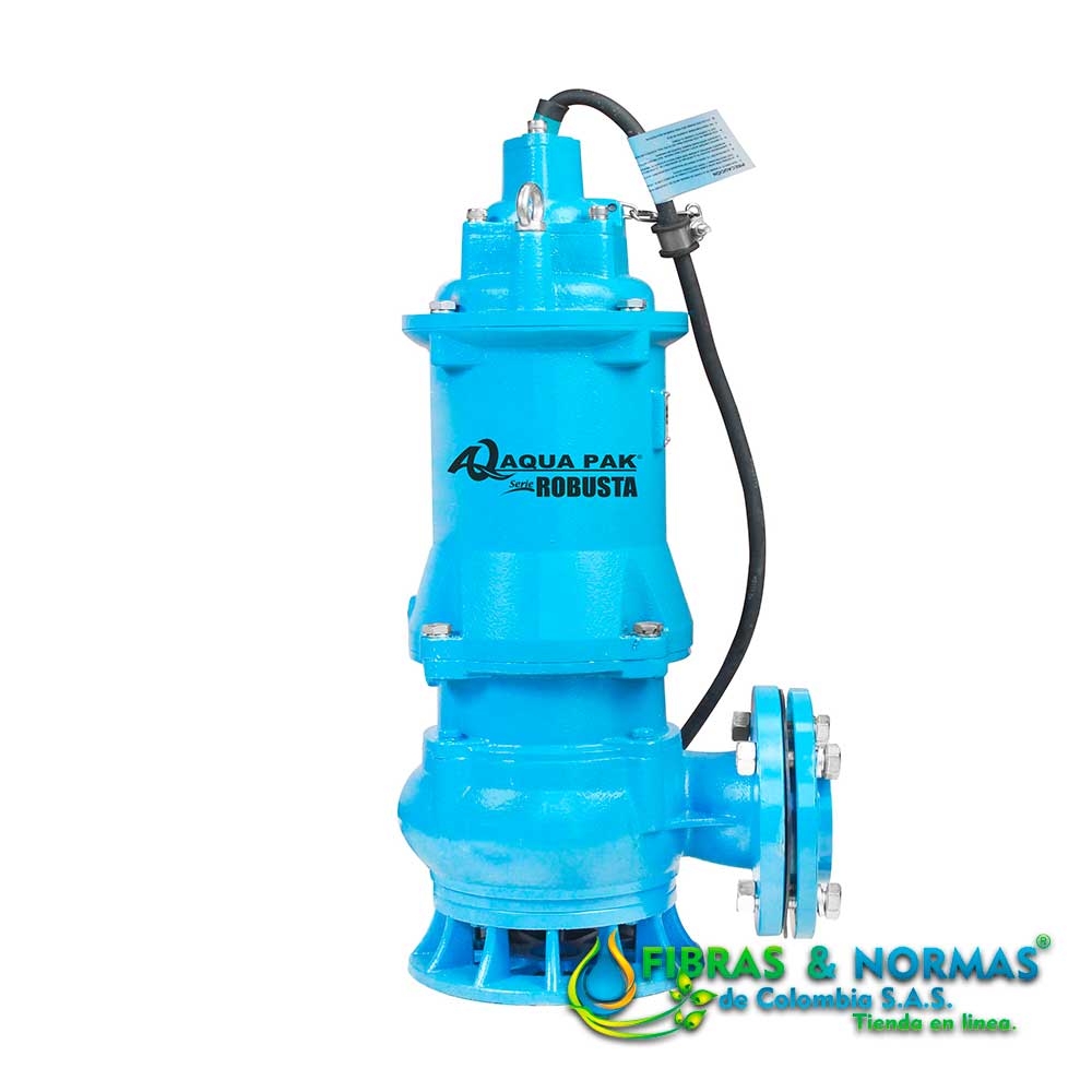 MOTOBOMBA SUMERGIBLE PARA LODOS, AQUA PAK SERIE ROBUSTA, DESCARGA 4", SÓLIDOS 1.2 ", 5 HP, 3 FASES, 230 VOLTS