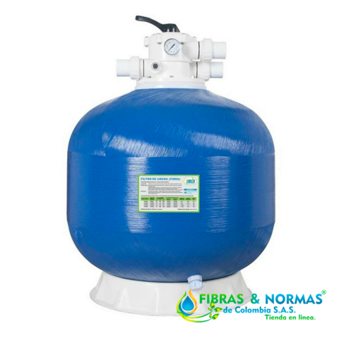 FILTRO DE ARENA PARA PISCINA CONSTRUIDO EN FIBRA DE VIDRIO, MARCA PANDA DE 35" PARA UN FLUJO MÁXIMO DE 132 GPM