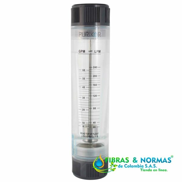 FLUJÓMETRO INDUSTRIAL, SERIE METRO, PURIKOR, REF. METRO60B1.5, PARA MEDIR EL CAUDAL DE LÍQUIDOS Y GASES, 6 A 60 GPM