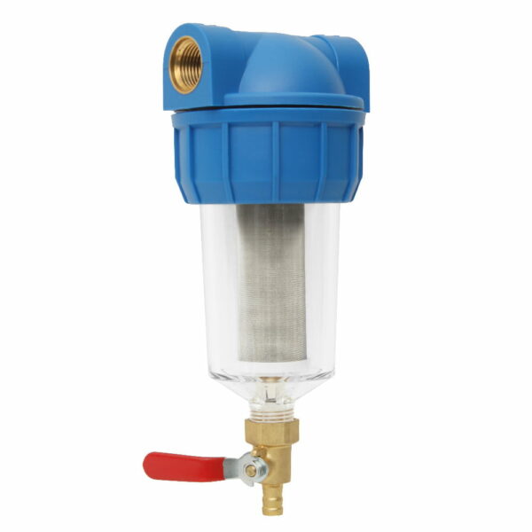 PORTAFILTRO MALLA DE 5" MARCA PURIKOR CONSTRUIDO EN POLIPROPILENO CON CONEXIONES DE 1/2" HEMBRA