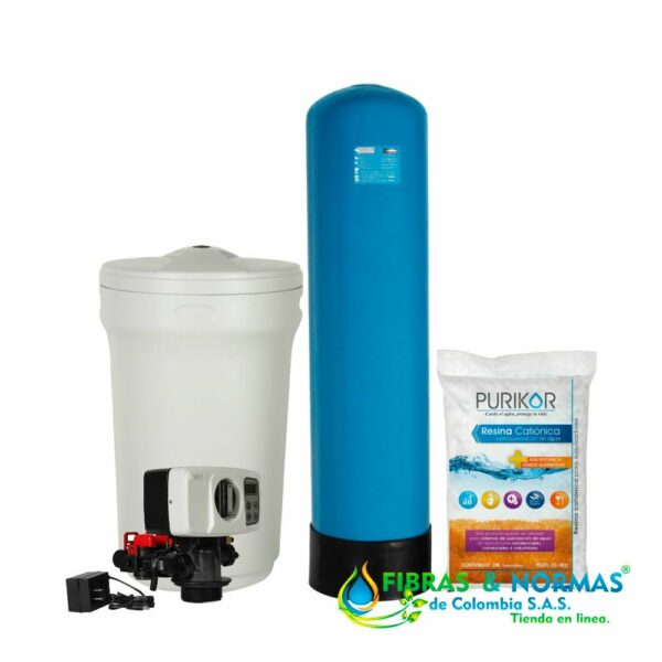 KIT EQUIPO SUAVIZADOR NO ENSAMBLADO PURIKOR,1FT³, TANQUE FIBRA 9"X48", TANQUE SALMUERA 100LTS, VÁLVULA PKVS26D, 1 RESINA