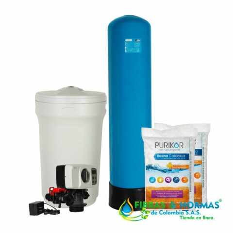 KIT EQUIPO SUAVIZADOR NO ENSAMBLADO PURIKOR,1.5FT³, TANQUE FIBRA 10"X54",TANQUE SALMUERA 100LTS, VÁLVULA PKVS26D, 2RESINA