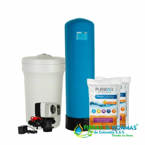 KIT EQUIPO SUAVIZADOR NO ENSAMBLADO PURIKOR, 2FT³, TANQUE FIBRA12"X48", TANQUE SALMUERA 100LTS, VÁLVULA PKVS26D, 2 RESINA