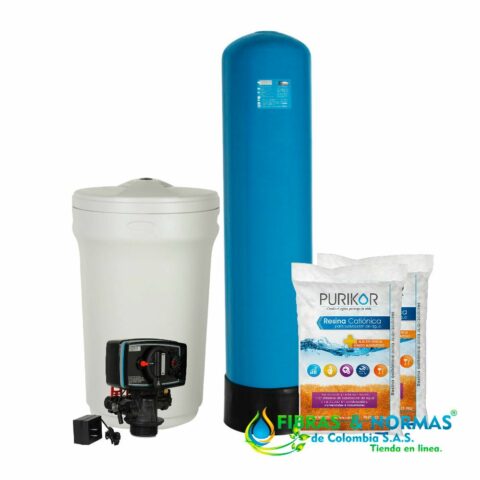 KIT EQUIPO SUAVIZADOR NO ENSAMBLADO PURIKOR,1.5FT³, TANQUE FIBRA10"X54",TANQUE SALMUERA 100LTS, VÁLVULA PKVS26T, 2RESINA