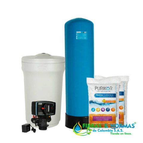KIT EQUIPO SUAVIZADOR NO ENSAMBLADO PURIKOR, 2FT³, TANQUE FIBRA12"X48", TANQUE SALMUERA 100LTS, VÁLVULA PKVS26T, 2 RESINA