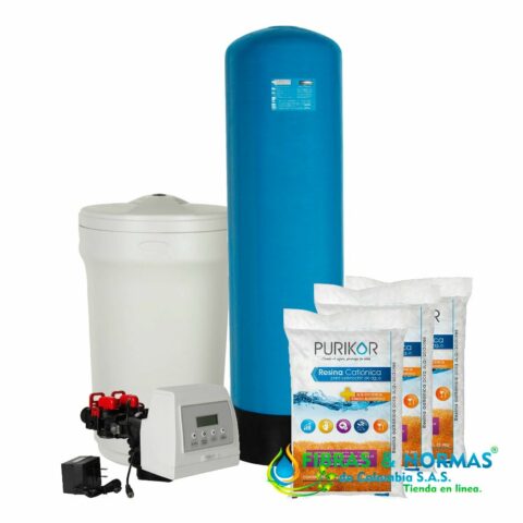 KIT EQUIPO SUAVIZADOR NO ENSAMBLADO PURIKOR,2.5FT³, TANQUE FIBRA13"X54",TANQUE SALMUERA 100LTS, VÁLVULA PKVS27D, 3RESINA