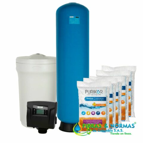 KIT EQUIPO SUAVIZADOR NO ENSAMBLADO PURIKOR, 5FT³, TANQUE FIBRA 18"X65", TANQUE SALMUERA 100LTS, VÁLVULA PKVS32D, 5 RESINA