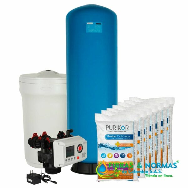 KIT EQUIPO SUAVIZADOR NO ENSAMBLADO PURIKOR, 7FT³, TANQUE FIBRA21"X62", TANQUE SALMUERA 100LTS, VÁLVULA PKVS48D, 7 RESINA