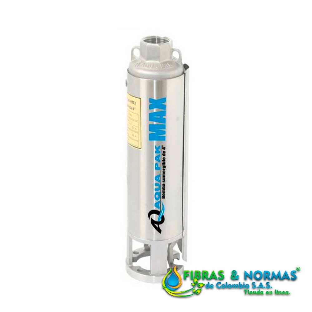 BOMBA SUMERGIBLE AQUA PAK, SERIE MAX, 0.5 LPS, ACERO INOXIDABLE/LEXAN/NORYL, 22 ETAPAS, DESCARGA 1.25", 1.5 HP, NEMA 4"