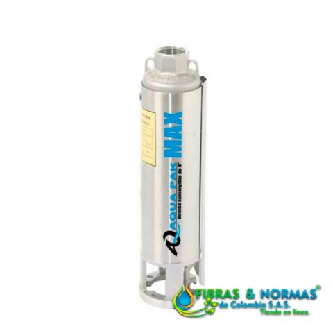 BOMBA SUMERGIBLE AQUA PAK SERIE MAX, 0.7 LPS, ACERO INOXIDABLE/LEXAN/NORYL, 7 ETAPAS, DESCARGA 1.25", 1/2 HP, NEMA 4"