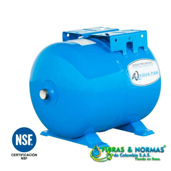 TANQUE PRECARGADO HORIZONTAL DE DIAFRAGMA, AQUA PAK, SERIE AQ, ACERO AL CARBÓN, 24 LITROS, PRESIÓN MÁXIMA 140 PSI