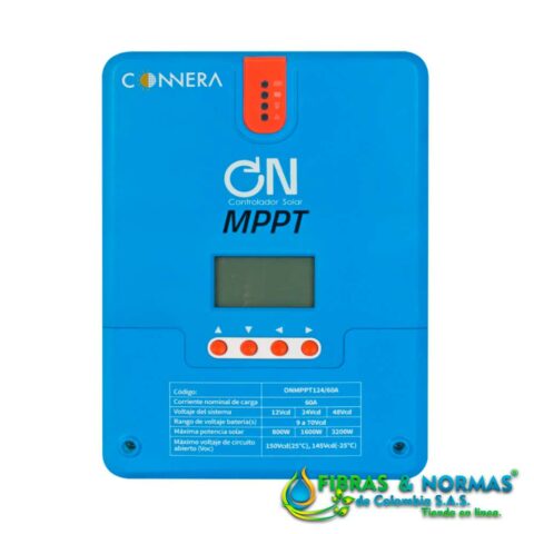 CONTROLADOR DE CARGA SOLAR ON MPPT, CONNERA, 60 A, PARA BATERÍAS CON ENTRADA DE 12, 24 Ó 48 VCD