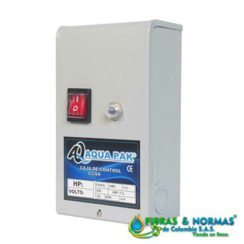 CAJA DE CONTROL AQUA PAK PARA MOTOR SUMERGIBLE AQUA PAK 4", 1 HP, 1 FASE, 230 VOLTS, CON INTERRUPTOR ON/OFF