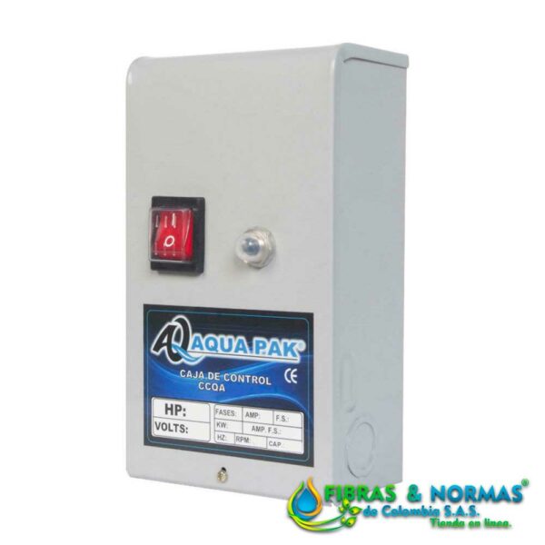 CAJA DE CONTROL AQUA PAK PARA MOTOR SUMERGIBLE AQUA PAK 4", 5 HP, 1 FASE, 230 VOLTS, CON INTERRUPTOR ON/OFF