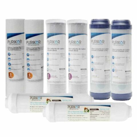 KIT DE MANTENIMIENTO PURIKOR PARA ÓSMOSIS INVERSA (POU), 12 MESES, 8 ETAPAS DE FILTRACIÓN