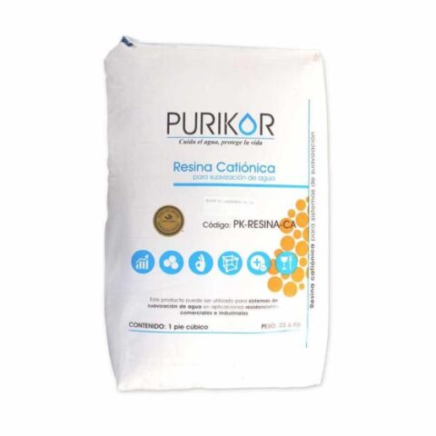 RESINA CATIÓNICA PURIKOR PARA SUAVIZADOR, 1 FT³, ALTA CAPACIDAD DE INTERCAMBIO