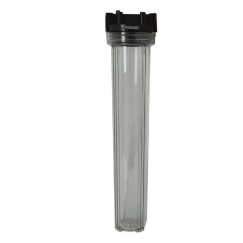PORTAFILTRO PURIKOR TRANSPARENTE – 20" X 2.5" CON CONEXIÓN 3/4" HEMBRA