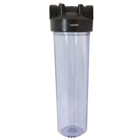 PORTAFILTRO PURIKOR TRANSPARENTE – 20" X 4.5" CON CONEXIÓN 1.5" HEMBRA