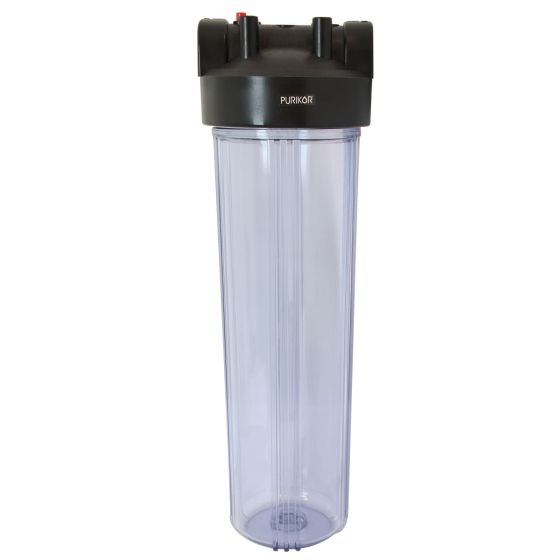 PORTAFILTRO PURIKOR TRANSPARENTE – 20″ X 4.5″ CON CONEXIÓN 1.5″ HEMBRA