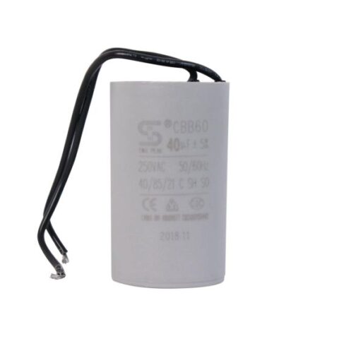 CAPACITOR 40µF ±5% 450V PARA MOTOBOMBA SUMERGIBLE AQUA PAK SERIE ROBUSTA (REFACCIÓN)